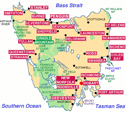 Map of Tasmania